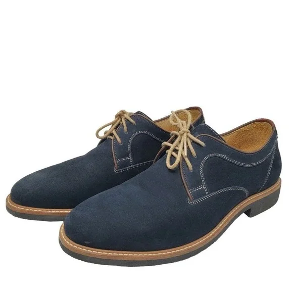 Johnston & Murphy Men’s Suede Derby Shoes Navy Blue 9.5M Johnston & Murphy Suede Blue Dress Shoes for Men | eBay main image 4
